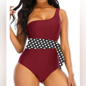 Adisputent One Piece Swimsuit Cutout Padded Vintage Sexy One Shoulder Size XXL